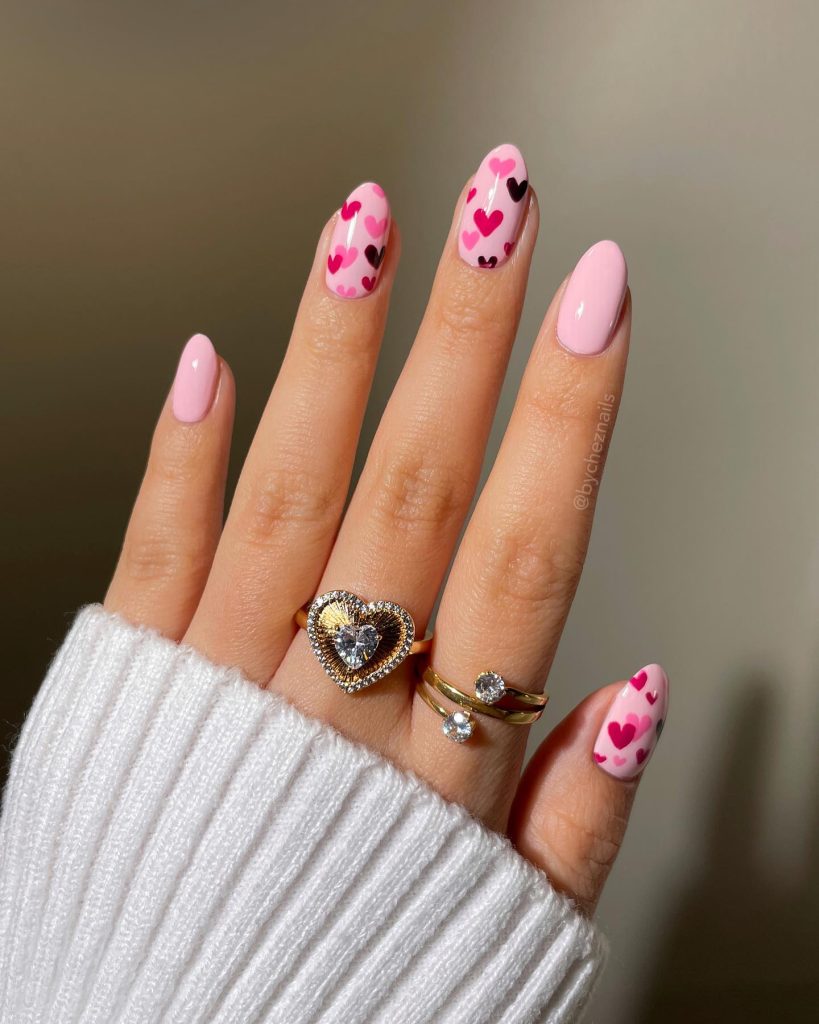 cute pink valentine nails