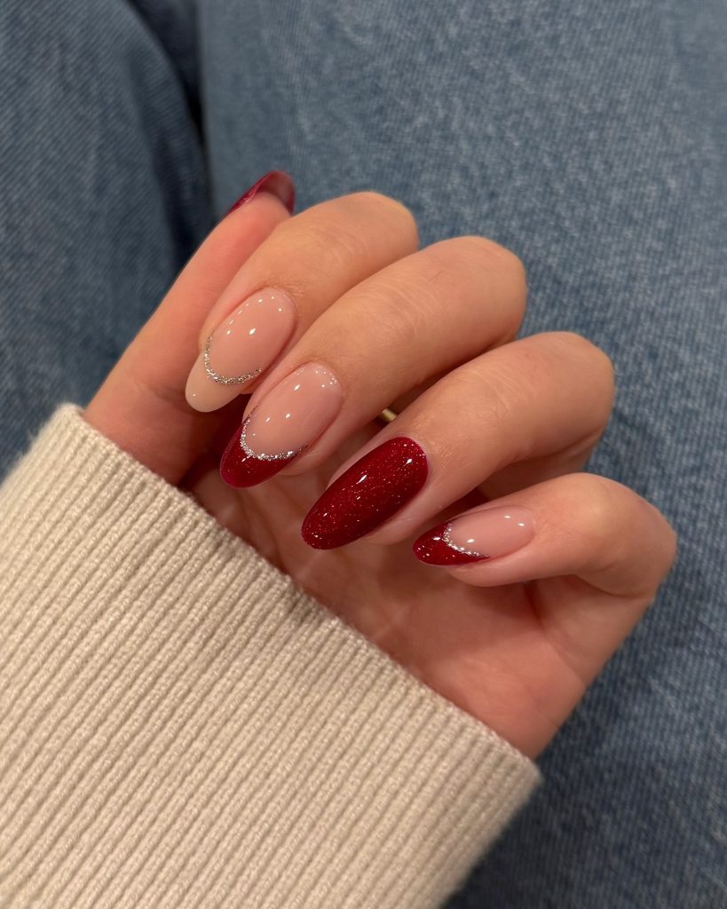  glitter red valentine nails