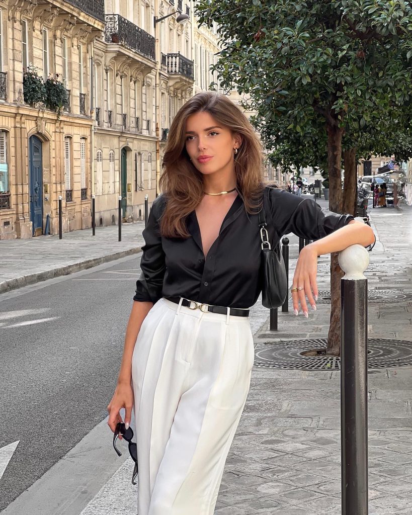 hot satin pant outfit