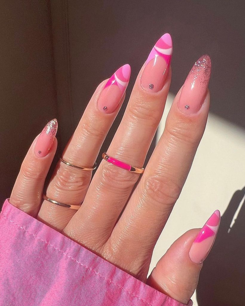 long pink valentine nails