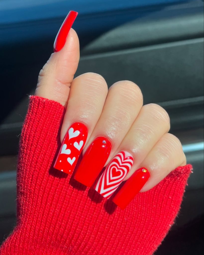 long red valentine nails