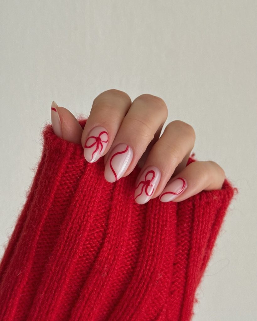 simple red valentine nails