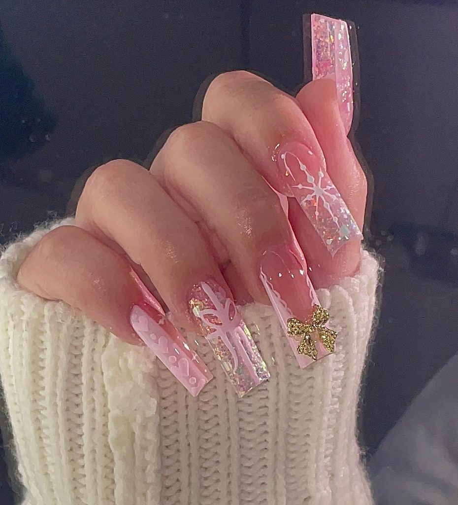 trendy pink valentine nails