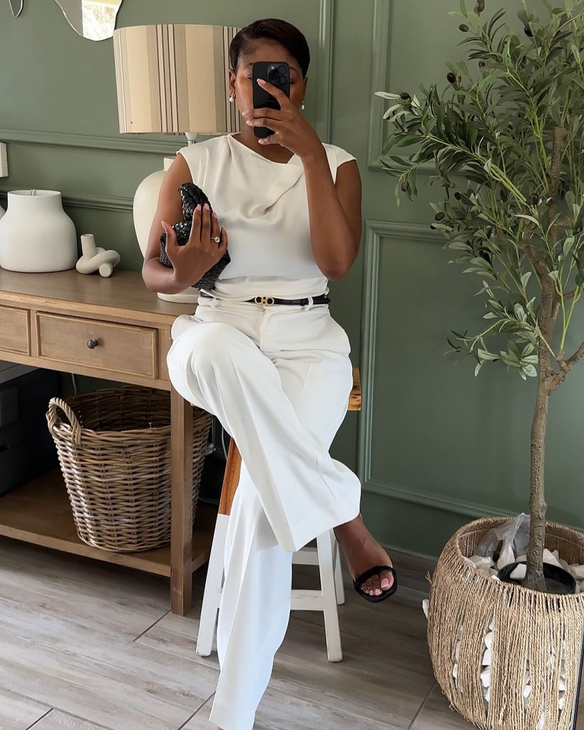 white summer office outfit