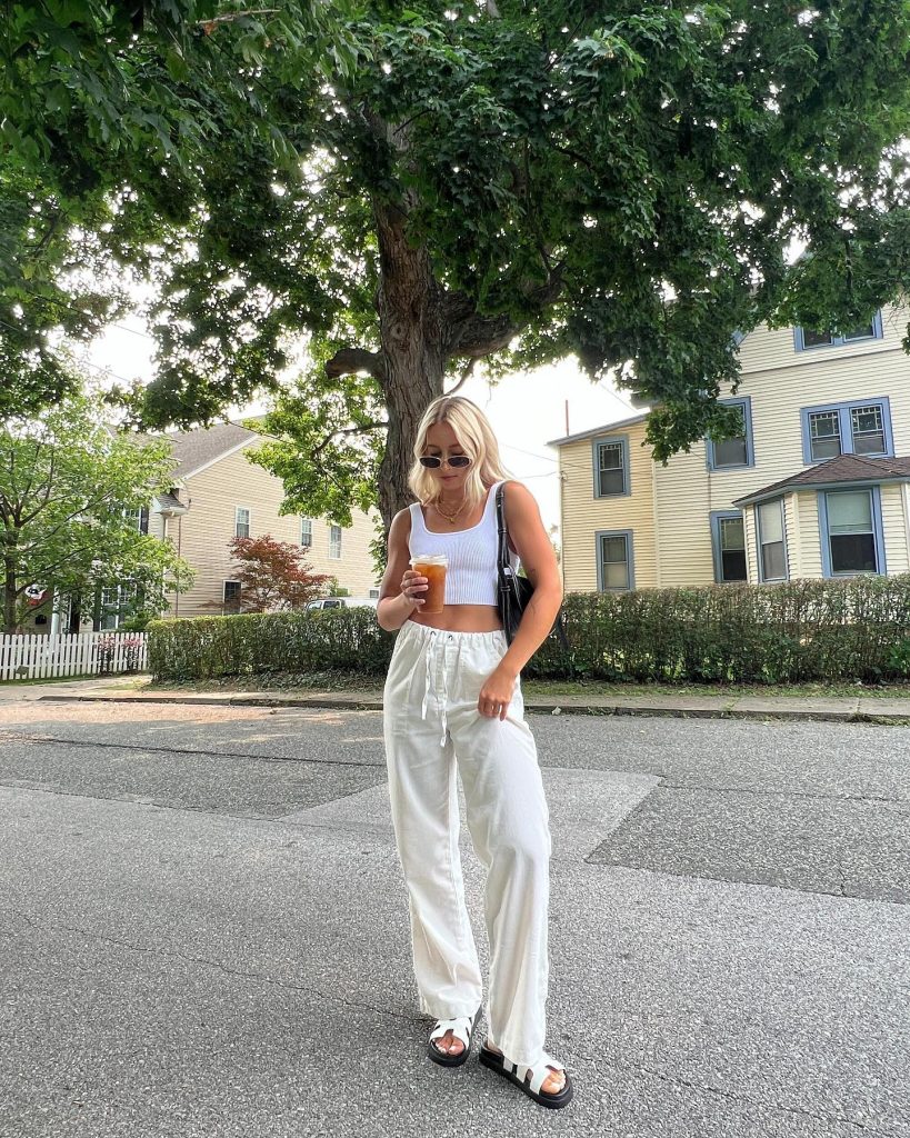 cozy linen pant outfit