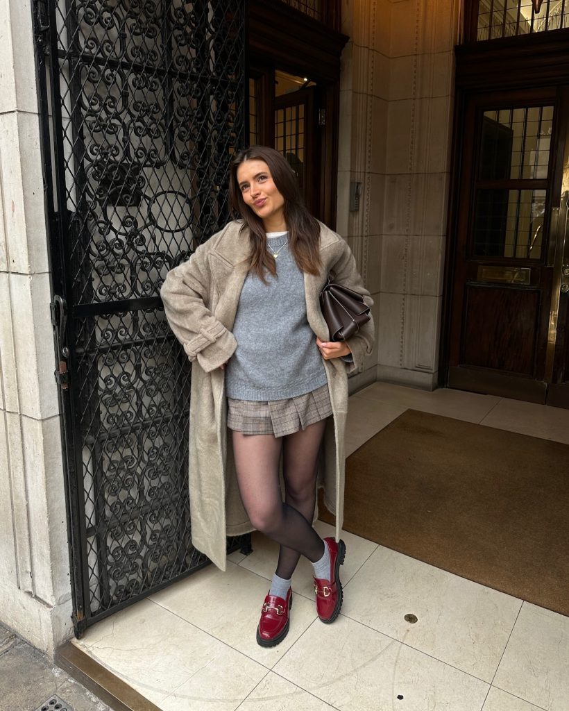 red loafers office outfit