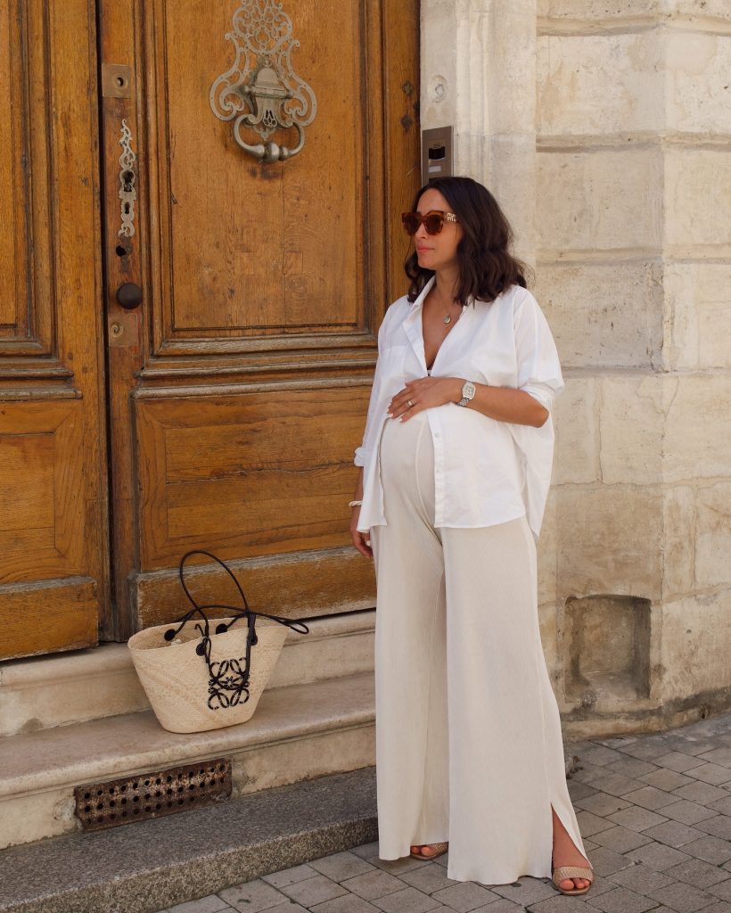 white summer maternity outfit