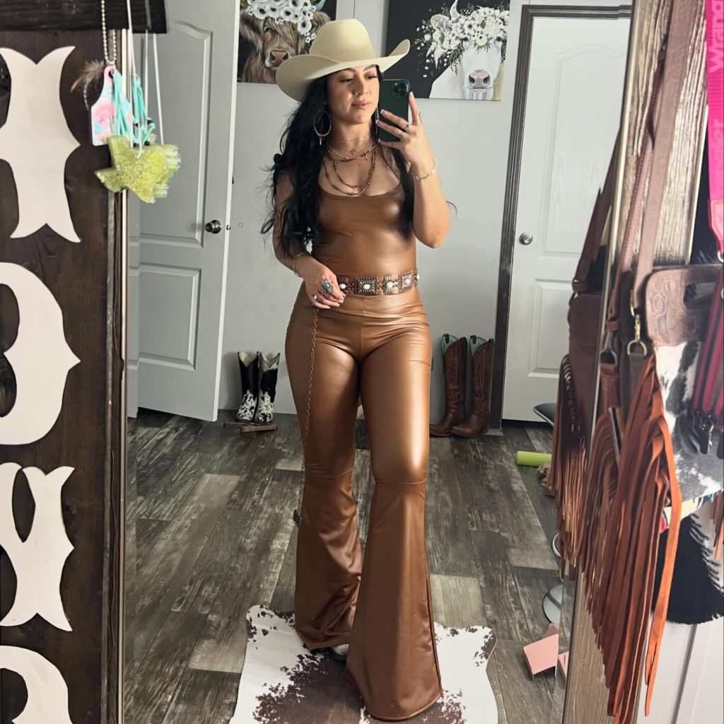brown -jumpsuit -cowgirl -outfit