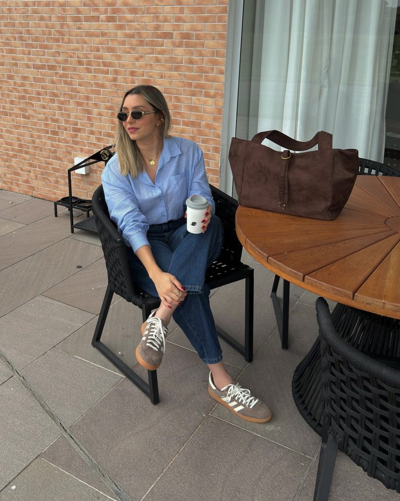 elegant sneaker streetstyle outfit