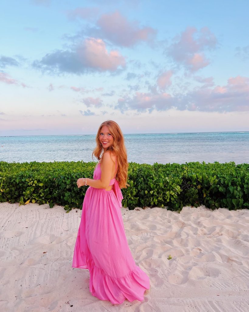 pink flowy maxi dress