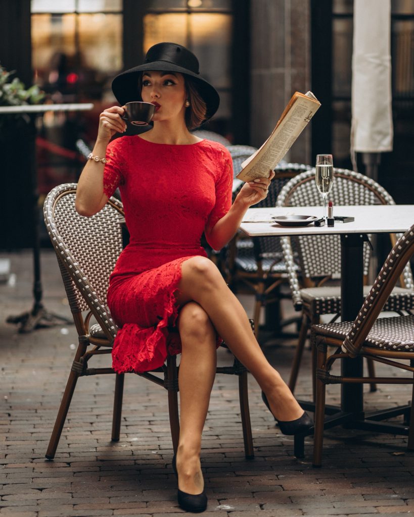 red retro outfit