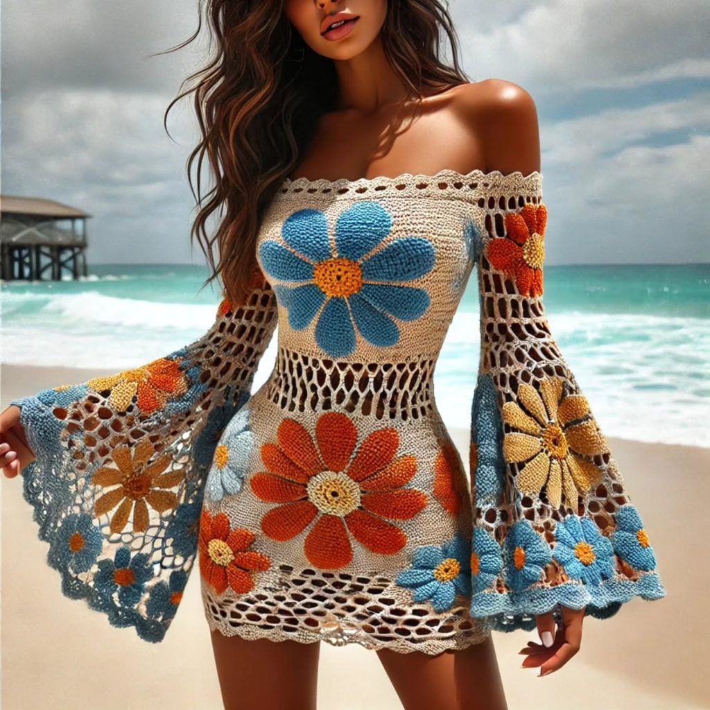 trendy crochet beach outfit