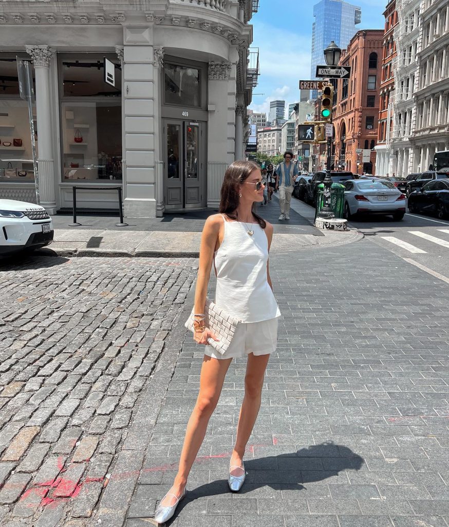 cozy white summer outfit