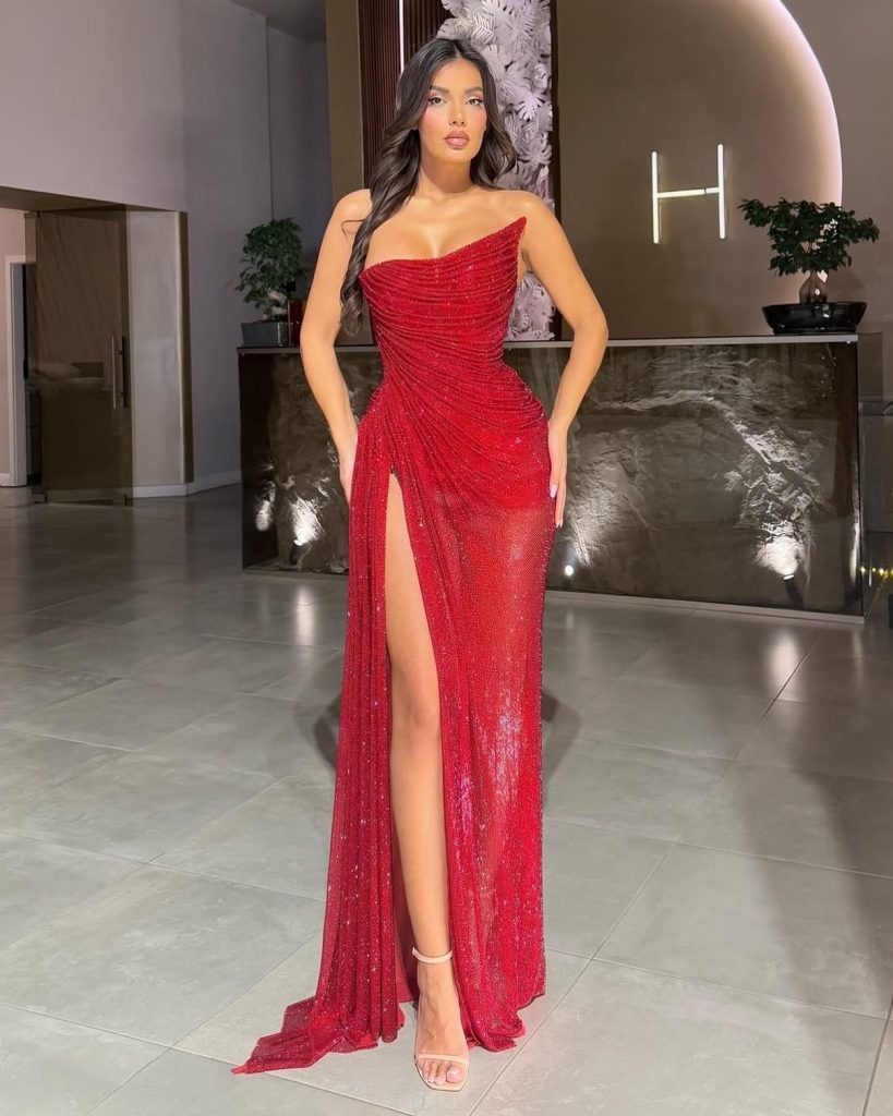 bold cherry red outfit